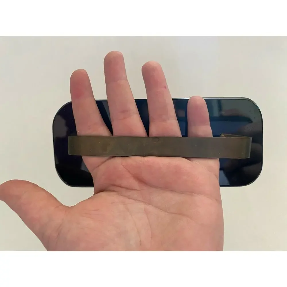 Vintage Antique Curved Hand Held Ink Blotter Brass Bronze Handle Black Lucite